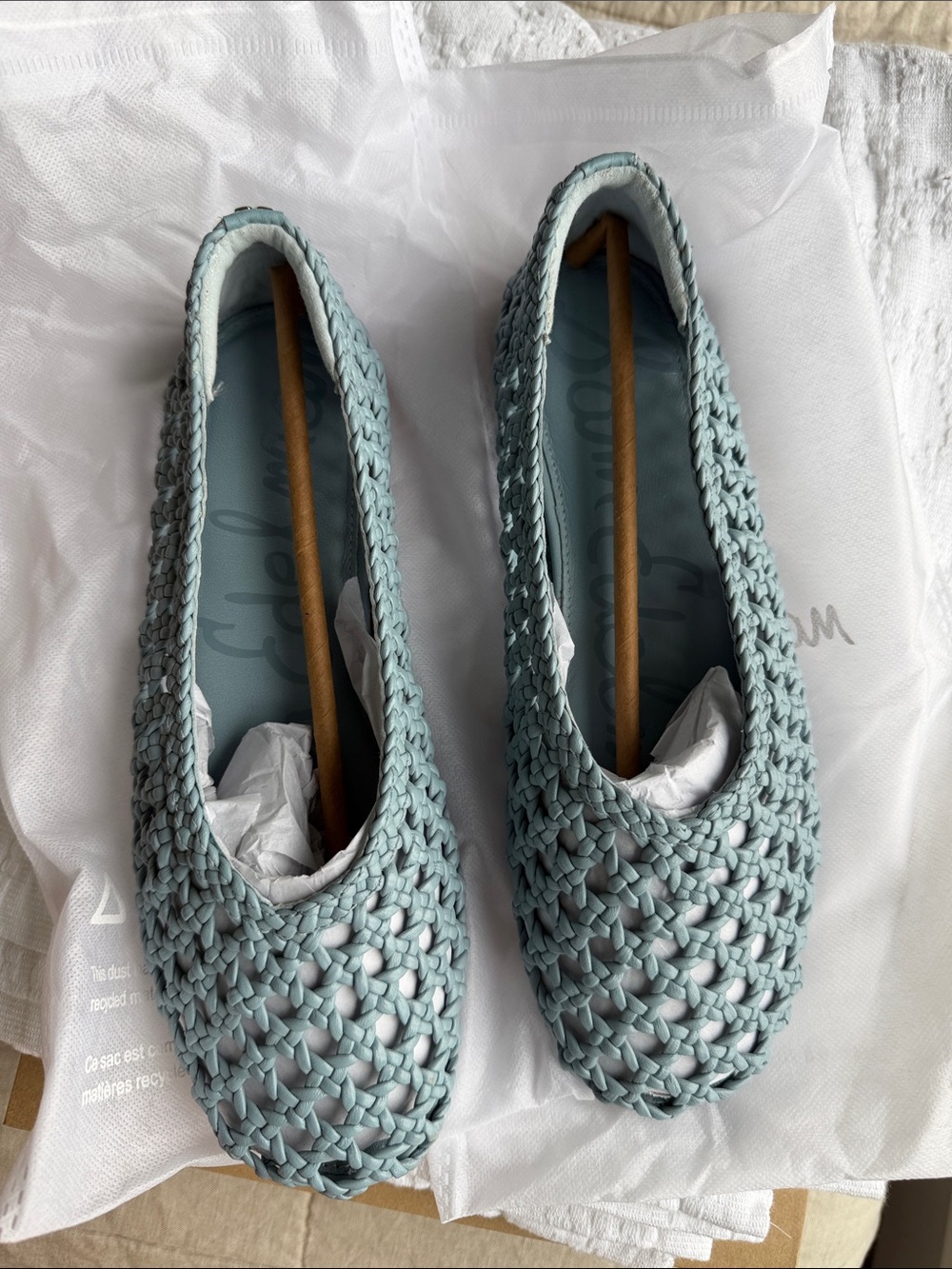 Sam Edelman Light Blue Woven Ballet Flats